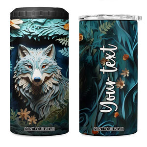Personalized Wolf 4 in 1 Can Cooler Tumbler with Paper Quilling Art Design TS04 One Size: 16 oz Multicolor Print Your Wear