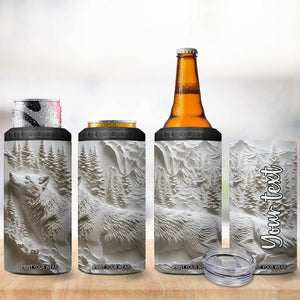 Personalized Wolf 4 in 1 Can Cooler Tumbler with Plaster Carving Artistic Style TS04 Print Your Wear