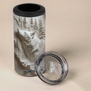 Personalized Wolf 4 in 1 Can Cooler Tumbler with Plaster Carving Artistic Style TS04 Print Your Wear