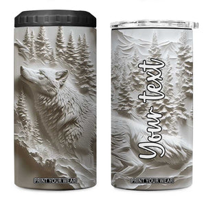 Personalized Wolf 4 in 1 Can Cooler Tumbler with Plaster Carving Artistic Style TS04 One Size: 16 oz Multicolor Print Your Wear