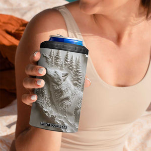 Personalized Wolf 4 in 1 Can Cooler Tumbler with Plaster Carving Artistic Style TS04 Print Your Wear