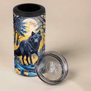 Personalized Wolf in Night Forest 4 in 1 Can Cooler Tumbler with Paper Quilling Style TS04 Print Your Wear