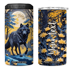 Personalized Wolf in Night Forest 4 in 1 Can Cooler Tumbler with Paper Quilling Style TS04 One Size: 16 oz Multicolor Print Your Wear