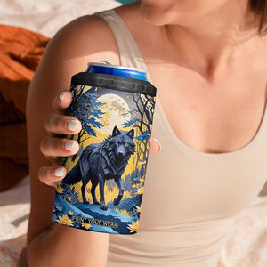 Personalized Wolf in Night Forest 4 in 1 Can Cooler Tumbler with Paper Quilling Style TS04 Print Your Wear