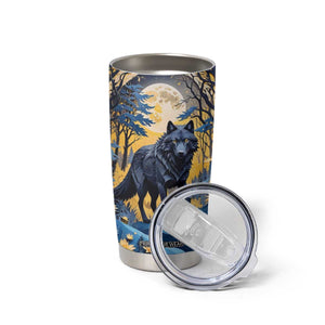 Personalized Wolf in Night Forest Tumbler Cup with Paper Quilling Style TS04 Print Your Wear