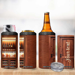 Personalized Wooden Wine Cabinet 4 in 1 Can Cooler Tumbler with Rustic Vintage Look TS04 Print Your Wear