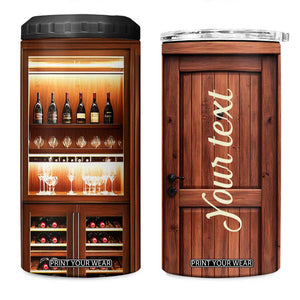 Personalized Wooden Wine Cabinet 4 in 1 Can Cooler Tumbler with Rustic Vintage Look TS04 One Size: 16 oz Multicolor Print Your Wear