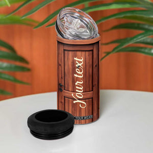 Personalized Wooden Wine Cabinet 4 in 1 Can Cooler Tumbler with Rustic Vintage Look TS04 Print Your Wear