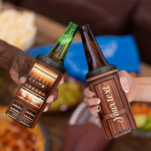 Personalized Wooden Wine Cabinet 4 in 1 Can Cooler Tumbler with Rustic Vintage Look TS04 Print Your Wear