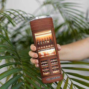 Personalized Wooden Wine Cabinet Skinny Tumbler with Rustic Vintage Look TS04 Print Your Wear