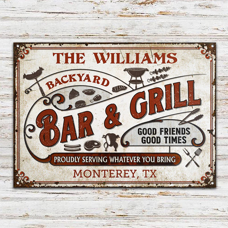 Personalized Grilling Proudly Serving You Bring Metal Signs CTM One Size 24x18 inch (60.96x45.72 cm) Custom - Printyourwear