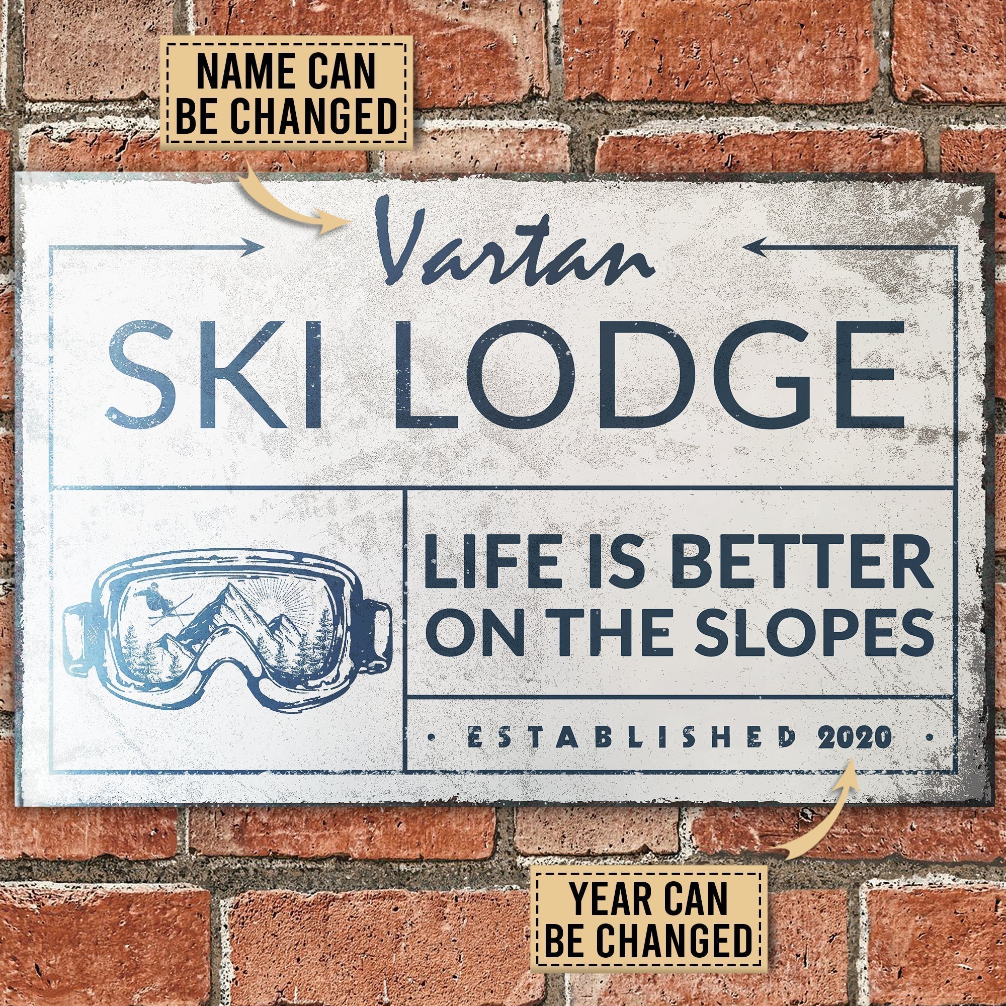 Personalized Metal Sign Ski Lodge Life Is Better CTM One Size 24x18 inch (60.96x45.72 cm) Custom - Printyourwear