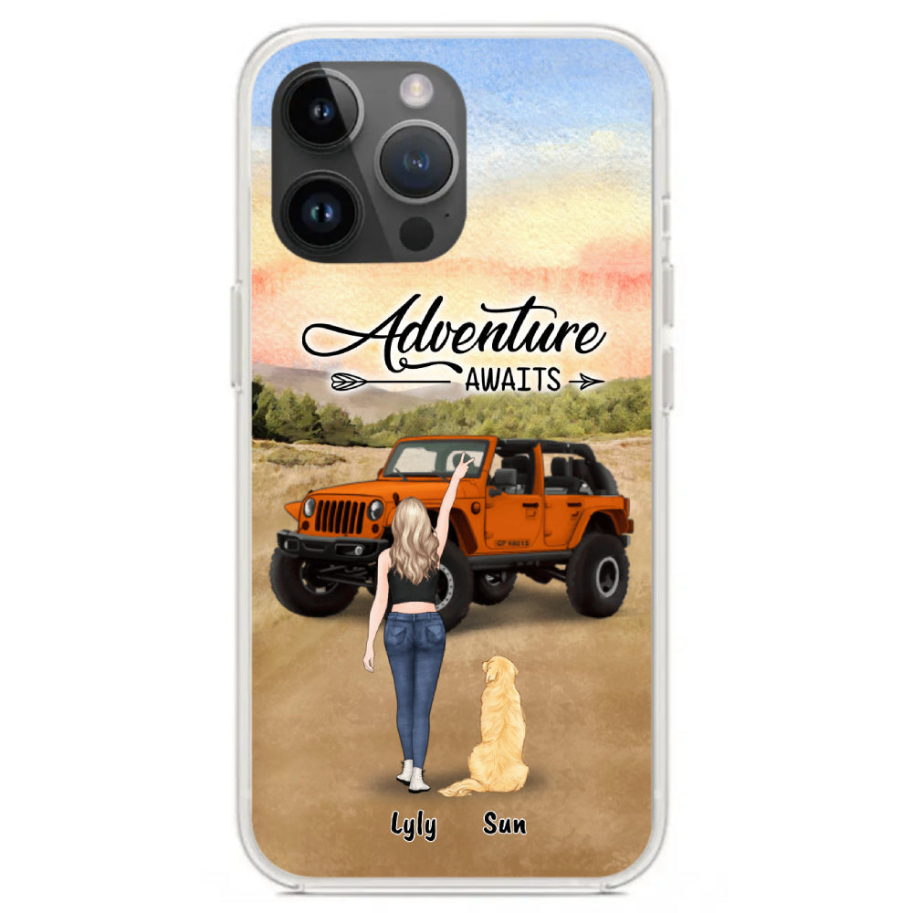 Personalized Jeep Christmas Off Road Girl Phone Case Just A Girl Up To 4 Pets Christmas Gift For Dog, Cat Lover CTM One Size Custom - Printyourwear