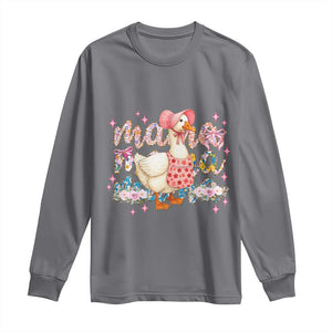 Pink Floral Mama Goose Long Sleeve Shirt Retro Botanical Mom Mothers Day TS02 Charcoal Print Your Wear