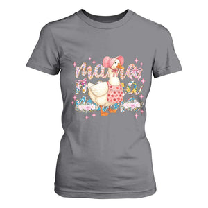 Pink Floral Mama Goose T Shirt For Women Retro Botanical Mom Mothers Day TS02 Charcoal Print Your Wear