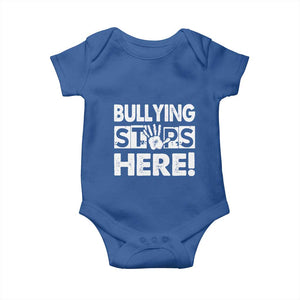 Pink Shirt Day Baby Onesie Bullying Stops Here Stand Up To Bullies TS02 Royal Blue Print Your Wear