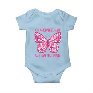 Pink Shirt Day Baby Onesie On Wednesdays We Wear Pink Anti Bullying Butterfly TS02 Light Blue Print Your Wear