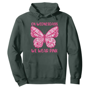 Pink Shirt Day Hoodie On Wednesdays We Wear Pink Anti Bullying Butterfly TS02 Dark Forest Green Print Your Wear