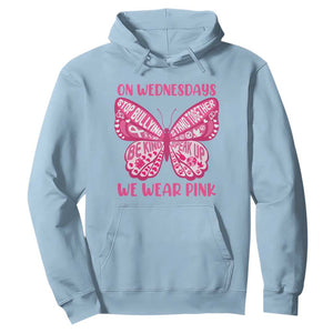 Pink Shirt Day Hoodie On Wednesdays We Wear Pink Anti Bullying Butterfly TS02 Light Blue Print Your Wear