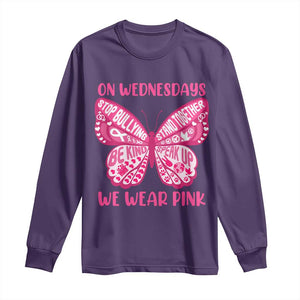 Pink Shirt Day Long Sleeve Shirt On Wednesdays We Wear Pink Anti Bullying Butterfly TS02 Purple Print Your Wear