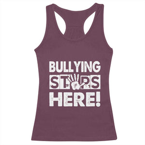 Pink Shirt Day Racerback Tank Top Bullying Stops Here Stand Up To Bullies TS02 Maroon Print Your Wear