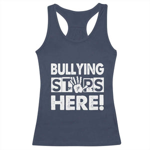 Pink Shirt Day Racerback Tank Top Bullying Stops Here Stand Up To Bullies TS02 Navy Print Your Wear