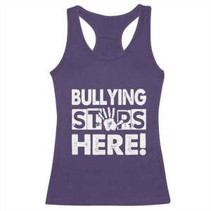 Pink Shirt Day Racerback Tank Top Bullying Stops Here Stand Up To Bullies TS02 Purple Print Your Wear