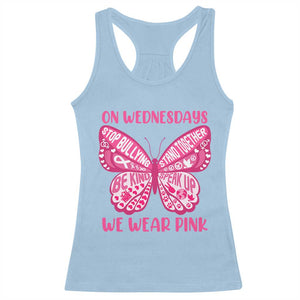 Pink Shirt Day Racerback Tank Top On Wednesdays We Wear Pink Anti Bullying Butterfly TS02 Light Blue Print Your Wear