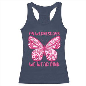 Pink Shirt Day Racerback Tank Top On Wednesdays We Wear Pink Anti Bullying Butterfly TS02 Navy Print Your Wear