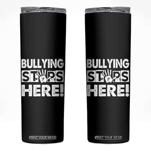 Pink Shirt Day Skinny Tumbler Bullying Stops Here Stand Up To Bullies TS02 Black Print Your Wear
