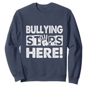 Pink Shirt Day Sweatshirt Bullying Stops Here Stand Up To Bullies TS02 Navy Print Your Wear