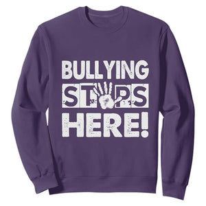 Pink Shirt Day Sweatshirt Bullying Stops Here Stand Up To Bullies TS02 Purple Print Your Wear
