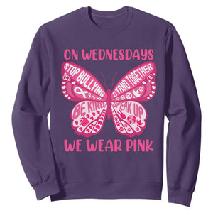 Pink Shirt Day Sweatshirt On Wednesdays We Wear Pink Anti Bullying Butterfly TS02 Purple Print Your Wear