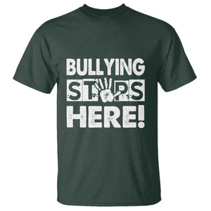 Pink Shirt Day T Shirt Bullying Stops Here Stand Up To Bullies TS02 Dark Forest Green Print Your Wear