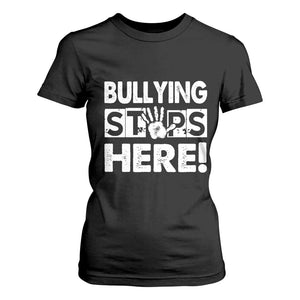 Pink Shirt Day T Shirt For Women Bullying Stops Here Stand Up To Bullies TS02 Black Print Your Wear