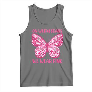 Pink Shirt Day Tank Top On Wednesdays We Wear Pink Anti Bullying Butterfly TS02 Black Heather Print Your Wear