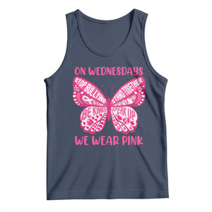 Pink Shirt Day Tank Top On Wednesdays We Wear Pink Anti Bullying Butterfly TS02 Navy Print Your Wear
