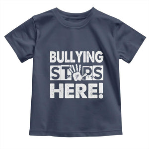 Pink Shirt Day Toddler T Shirt Bullying Stops Here Stand Up To Bullies TS02 Navy Print Your Wear