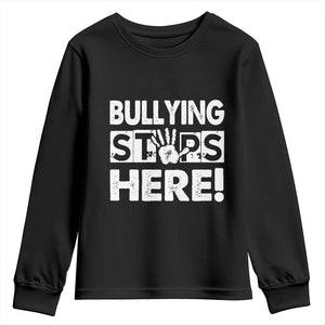 Pink Shirt Day Youth Sweatshirt Bullying Stops Here Stand Up To Bullies TS02 Black Print Your Wear