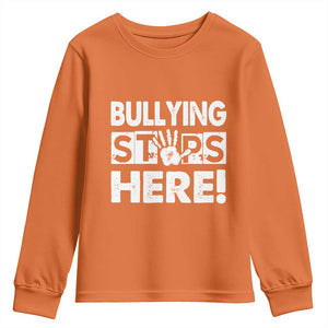 Pink Shirt Day Youth Sweatshirt Bullying Stops Here Stand Up To Bullies TS02 Orange Print Your Wear
