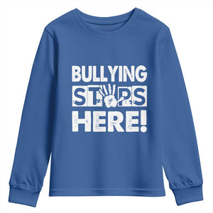 Pink Shirt Day Youth Sweatshirt Bullying Stops Here Stand Up To Bullies TS02 Royal Blue Print Your Wear