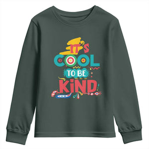 Pink Shirt Day Youth Sweatshirt It's Cool To Be Kind Anti Bullying Choose Kindness TS02 Dark Forest Green Print Your Wear