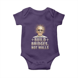 Pope Francis Inspirational Baby Onesie Build Bridges Not Walls TS02 Purple Print Your Wear