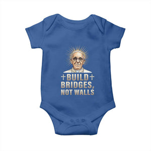 Pope Francis Inspirational Baby Onesie Build Bridges Not Walls TS02 Royal Blue Print Your Wear