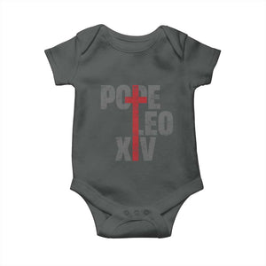 Pope Leo XIV Baby Onesie First American Pope Catholic Religious Cross TS11 Dark Heather Print Your Wear