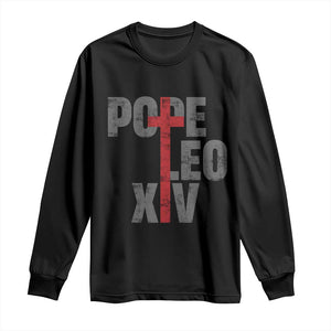 Pope Leo XIV Long Sleeve Shirt First American Pope Catholic Religious Cross TS11 Black Print Your Wear