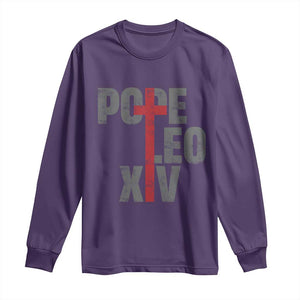 Pope Leo XIV Long Sleeve Shirt First American Pope Catholic Religious Cross TS11 Purple Print Your Wear