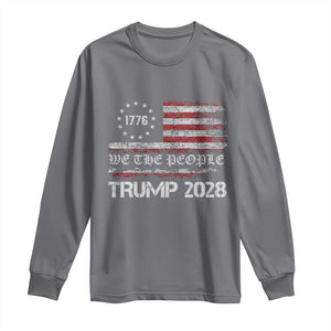 Pro Trump 2028 Long Sleeve Shirt America US Flag Retro Vintage TS10 Charcoal Print Your Wear