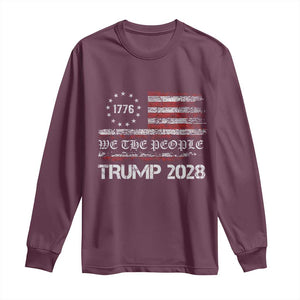 Pro Trump 2028 Long Sleeve Shirt America US Flag Retro Vintage TS10 Maroon Print Your Wear