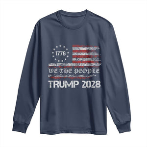 Pro Trump 2028 Long Sleeve Shirt America US Flag Retro Vintage TS10 Navy Print Your Wear